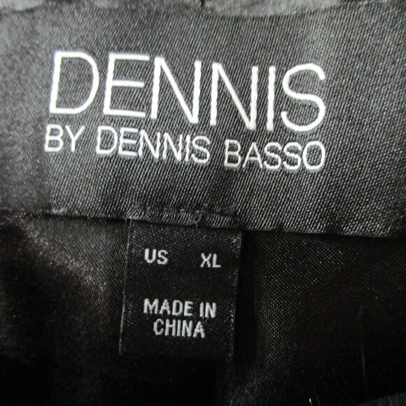 Dennis by Dennis Basso Coat Womens XL Black Faux Fur Button Front Quilted Trim - Picture 3 of 8